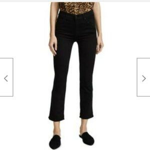 Mother Denim The Insider High Crop Step Fray in Not Guilty Black Jeans, Size 28